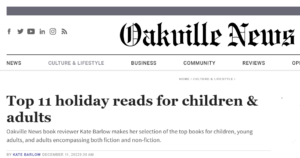 decorative: oakville news banner and headline "Top 11 holiday reads for children & adults"