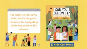 Graphic showing cover of Can You Believe It? book and illustrations